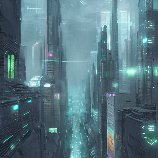 AI generated: zoomed out alien megacity background inspired by artist yuri shwedoff on artstation