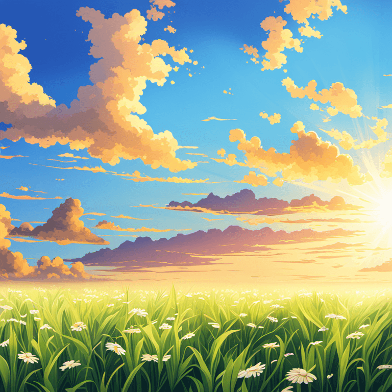 AI generated: A beautiful anime grass field landscape inspire form your name anime,fluffu clouds,high details