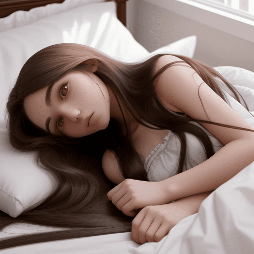 AI generated: A girl with a long hair,lay in the bed,