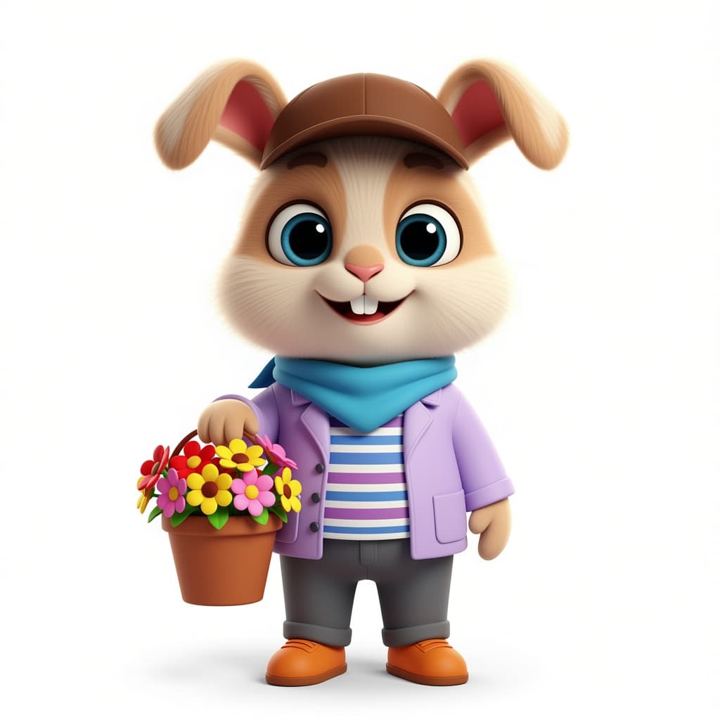 AI generated: A cute cartoon dog character, full body, standing pose, big round expressive eyes, friendly smiling ...