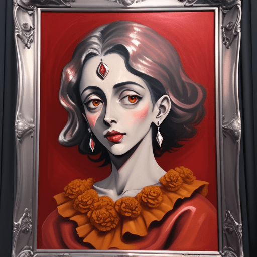 AI generated:  marigold style of el Greco acrylic painting red silver modern color 