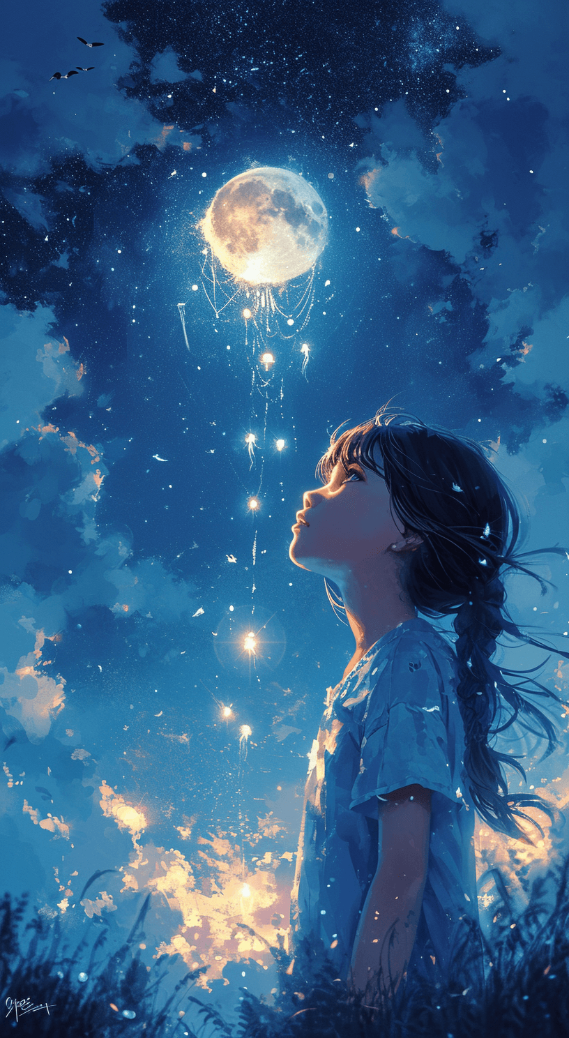 AI generated: Dream Catcher, in the style of crisp neo-pop illustrations, sky-blue, nightcore, trompe-l'œil illusi...
