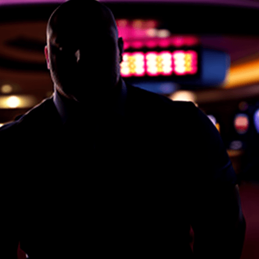 AI generated: securrity Bouncer in a casino with sports and money 