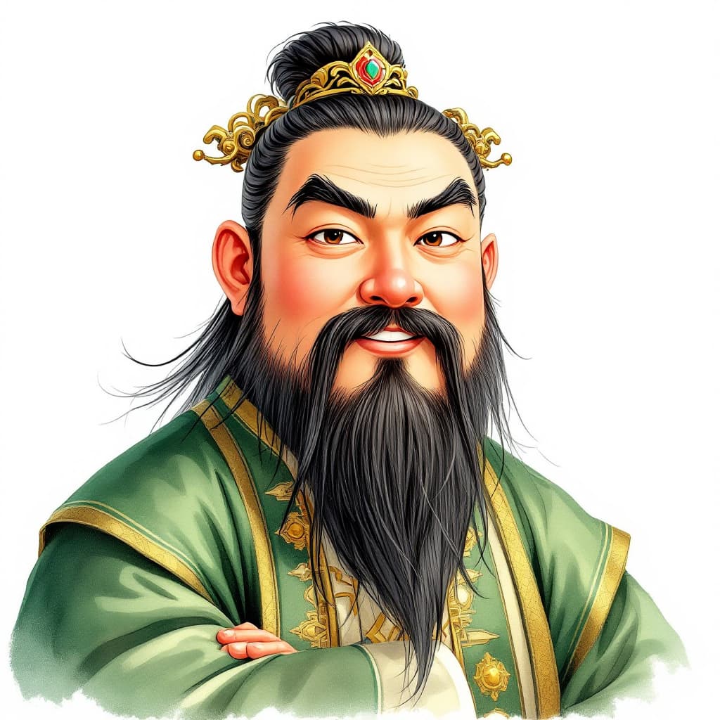 AI generated: The Yellow Emperor, a Chinese male, has a round face, as if his face is slightly red after drinking ...