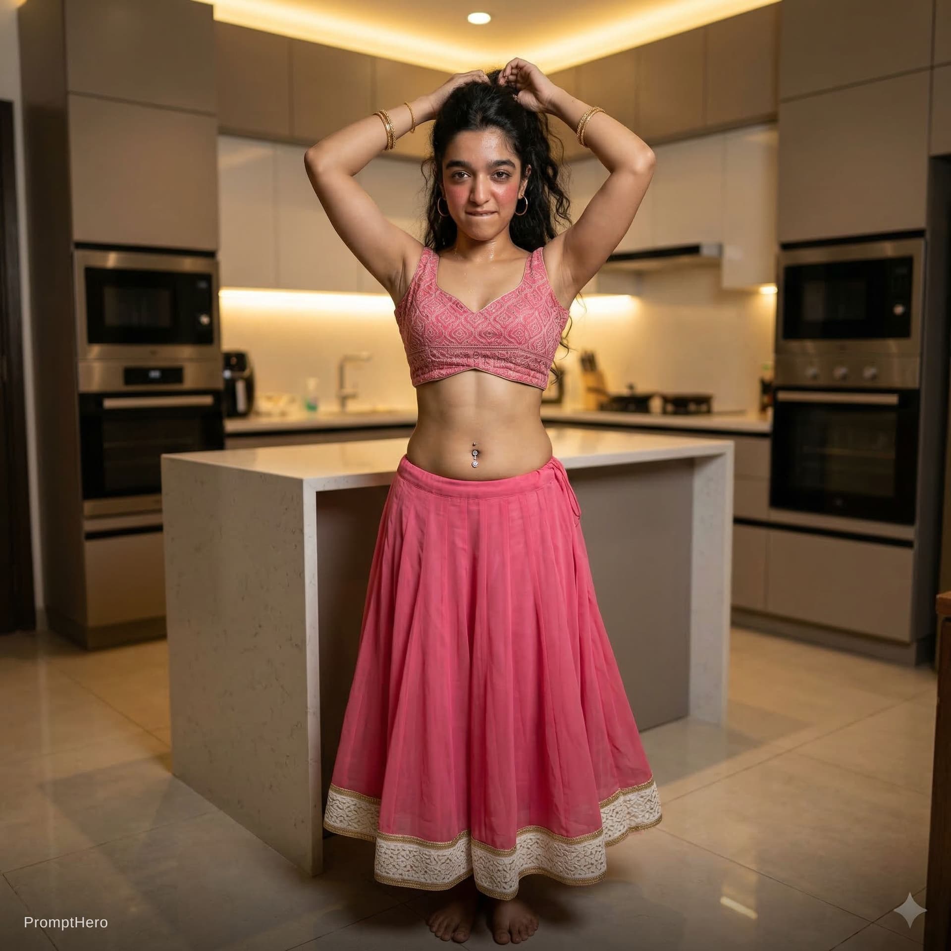AI generated: Use the women in image, full body view from head to toe, no cropping whatsoever, complete legs and f...