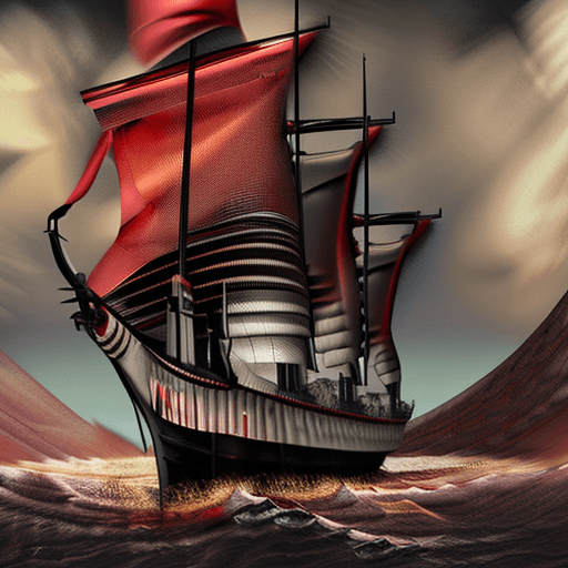 AI generated: ultra realistic intimidating, dark, impressive digital illustration of a Dutch VOC ship from Vissing...