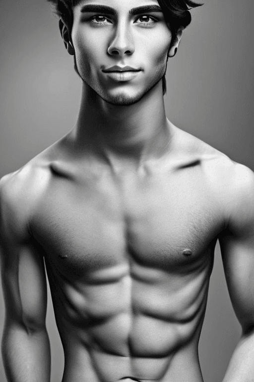 AI generated: concept design of a young man in his mid-20s, with a lean and toned build. He has a chiseled jawline...