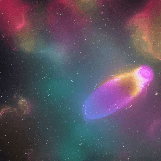 AI generated: galaxies, spirals, space, nebulae, stars, smoke, iridescent, intricate detail, in the shape of a rab...