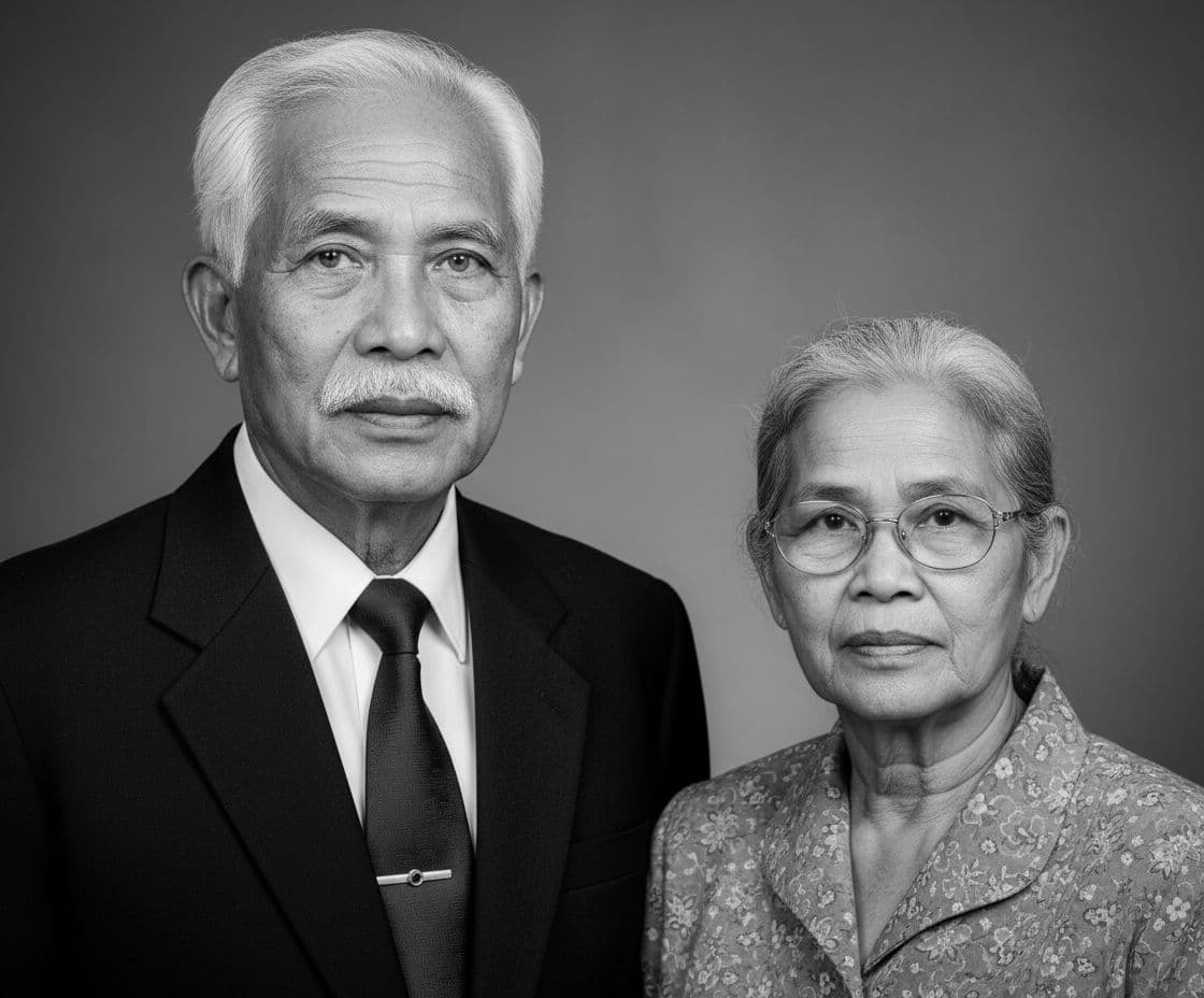 AI generated: Re created from Image provided to an old couple,80 - 90 years old couple. Type: Digital photograph, ...