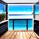 AI generated: ein prächtiges modernes Strandhaus mit meerblick mit einem schlichten, modernen Design, Pool und Str...