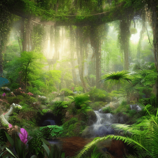 AI generated: Photo realistice view of a beautiful Eden like creative through simple binocular lenses.