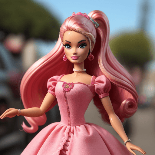 AI generated: PERRA VISTIENDO DE BARBIE ROSADA