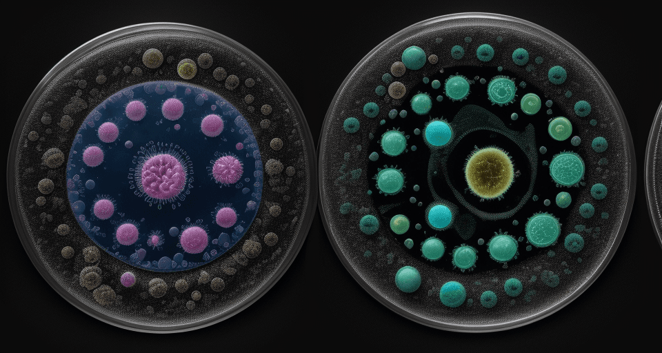 AI generated: High resolution photography of a petri dish to study microbiology
