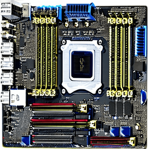AI generated: high res, motherboard finely detailed, 26 pin power connector, socket 1155, intel microprocesor, hea...