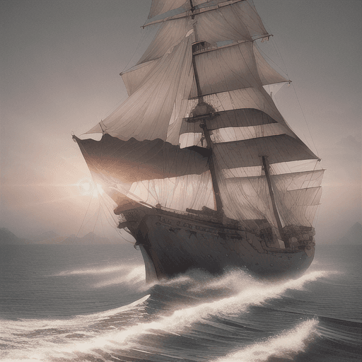 AI generated: Photo of a ultra realistic sailing ship, dramatic light, pale sunrise, cinematic lighting, battered,...