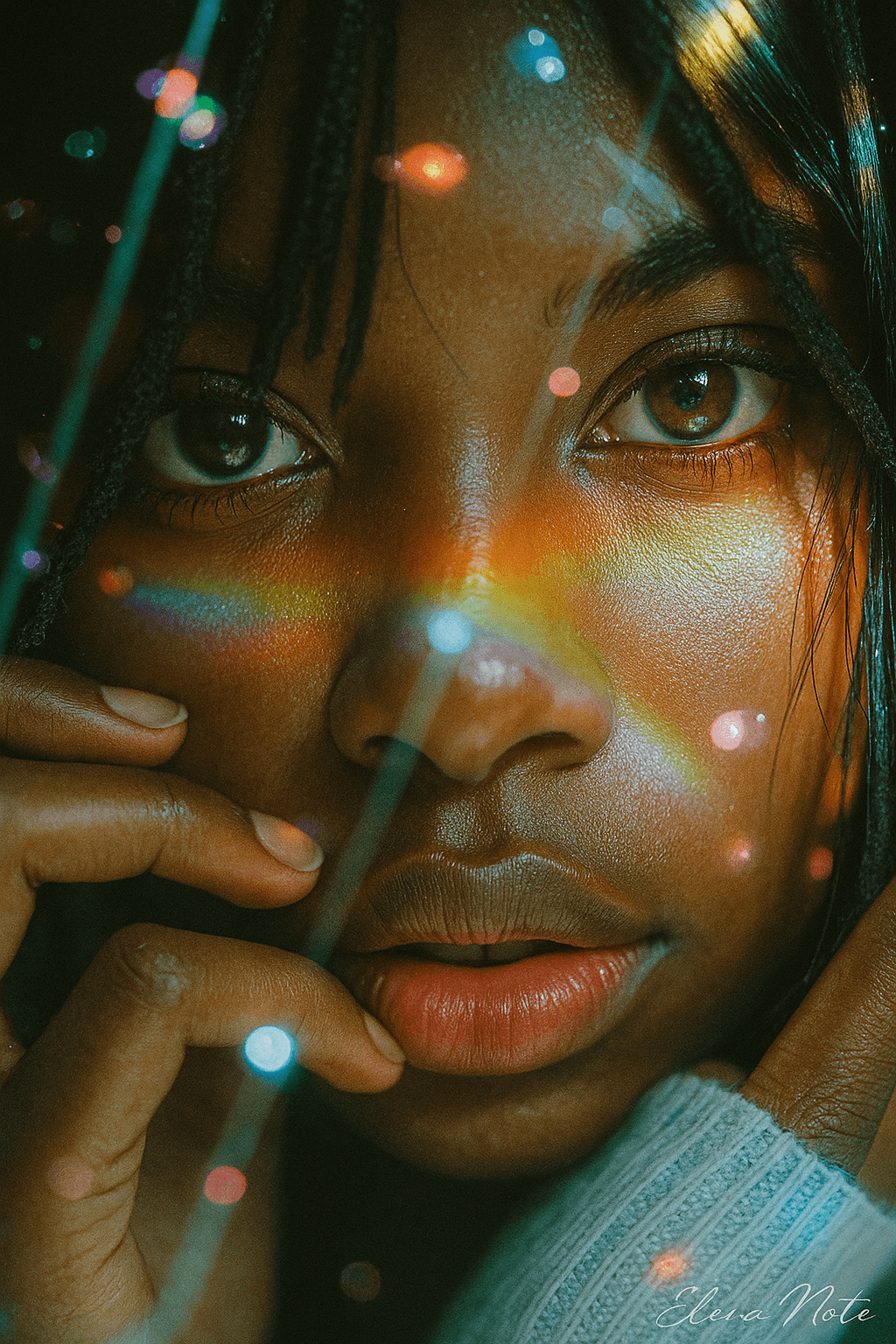 AI generated: A closeup, surreal, ethereal portrait of a woman with a hauntingly beautiful, almost angelic presenc...