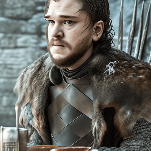 AI generated: game of thrones main character sitting at the coffee shop and drinking hookah