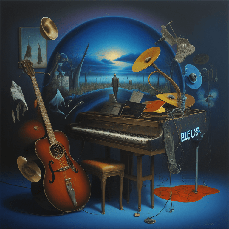 AI generated: surreal art oil picture Blues music