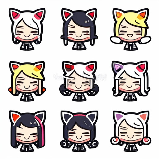 AI generated: ((cute stickers, style cartoon, cute Super Deformed Character, white border, high quality, colorful,...