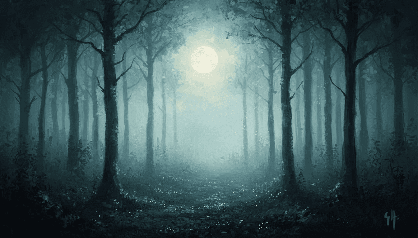 AI generated: make it in Clod Monet style, add more fog and full moon