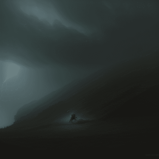 AI generated: ((Gladiator in a dramatic background)), cinematic lighting, very high detailed, foggy background, sh...