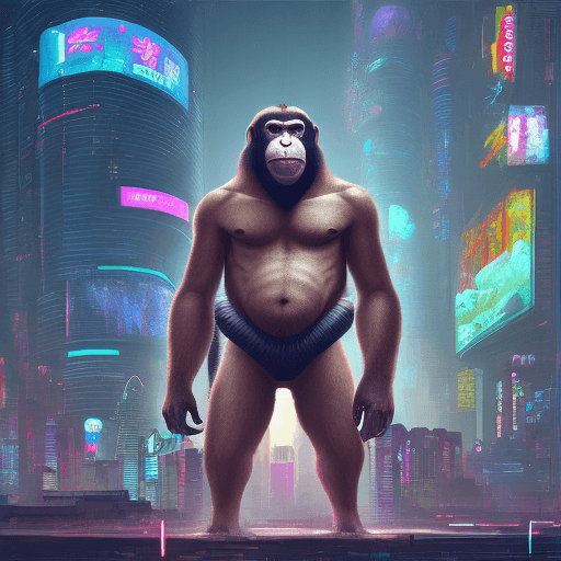 AI generated: Creat a NFT of the Bored Ape in the style of cyberpunk.