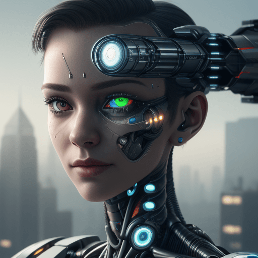 AI generated: half cyborg, futuristic, high details, masterpiece, ultra realistic 4K