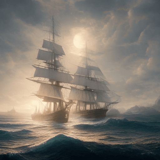 AI generated: Photo of a ultra realistic sailing ship, dramatic light, pale sunrise, cinematic lighting, battered,...