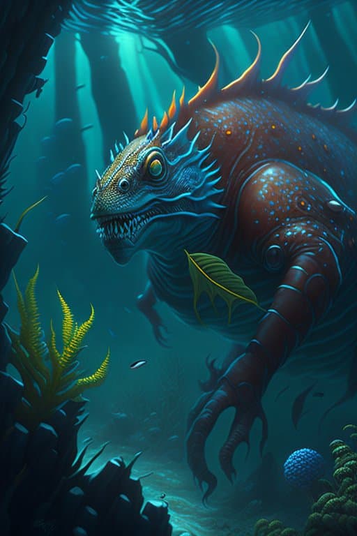 AI generated: (best quality,masterpeace),(hyperdetailed colourful), An underwater city of bioluminescent creatures...