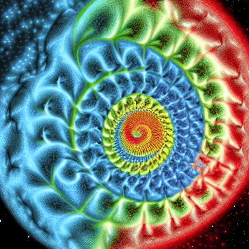 AI generated: A hyperrealistic fractal fibonacci ((unicorn)) in space and time