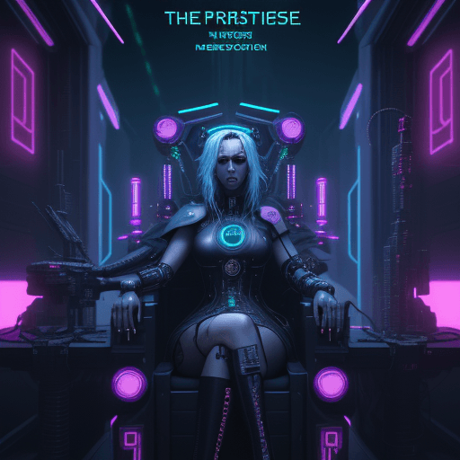 AI generated: Cyberpunk the high priestess Tarot Card, Words "The High Priestess", High Contast, Neon, Cyberpunk, ...
