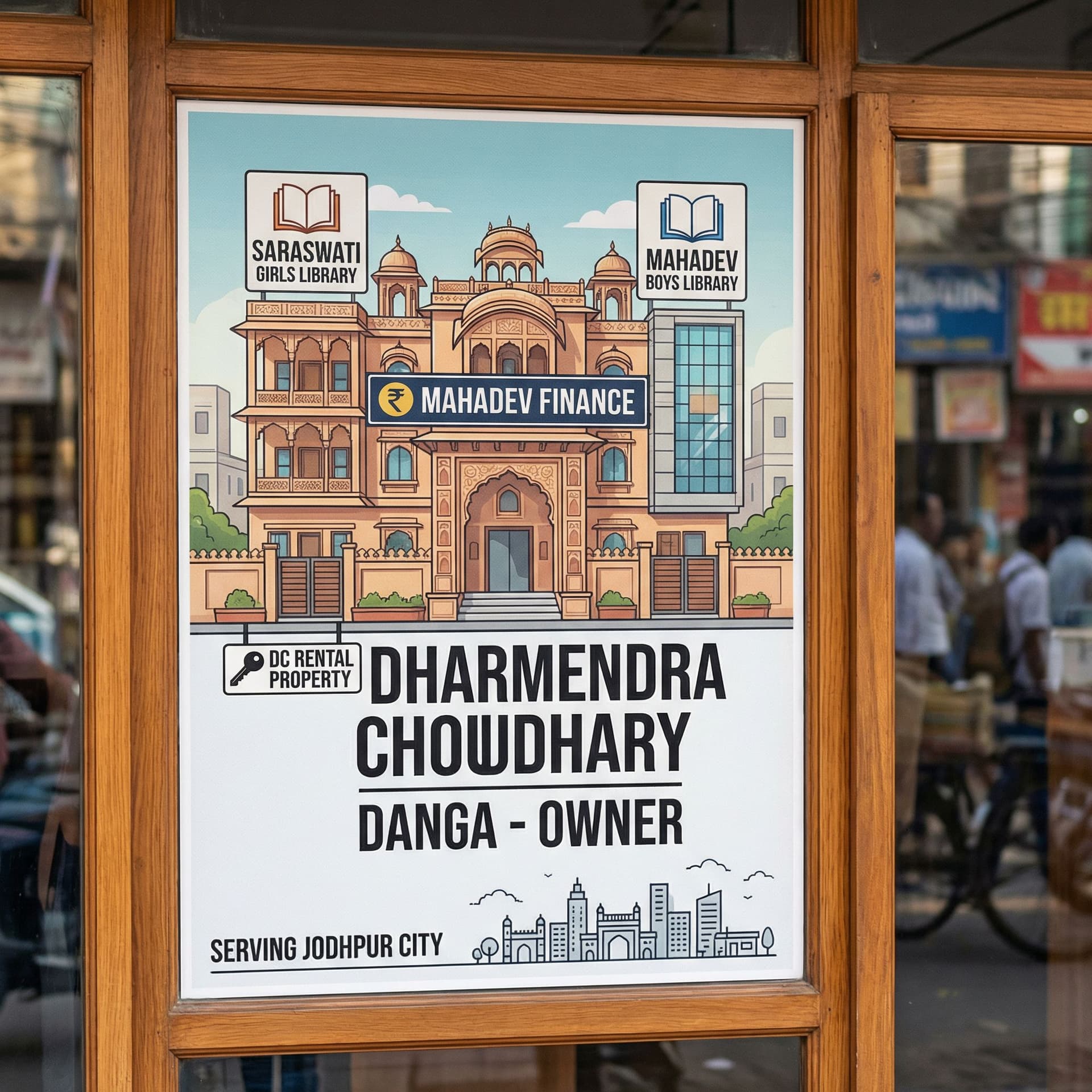 AI generated: genrate a image for my business i m dharmendra choudhary danga i m the owner of mahadev finance ,sar...