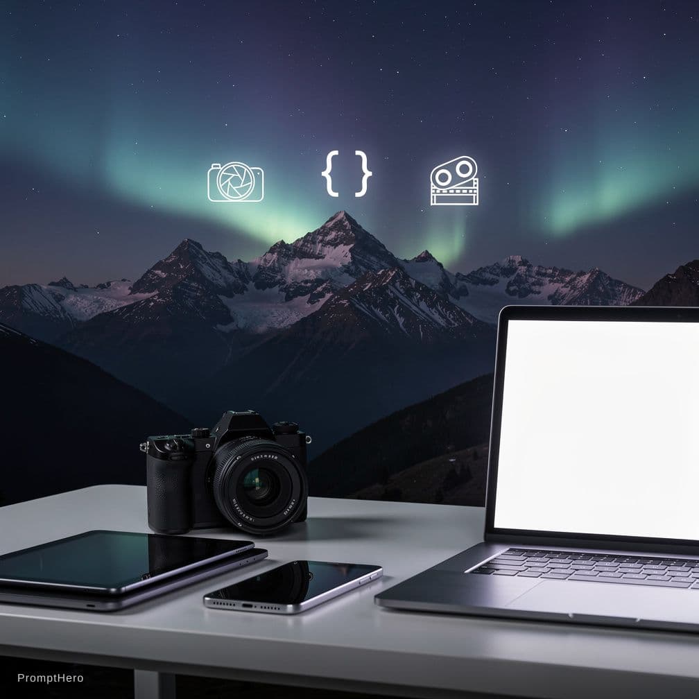 AI generated: Réalise un fond d'écran pour mon MacBook Pro. Je suis passionné par la photographie, le développemen...