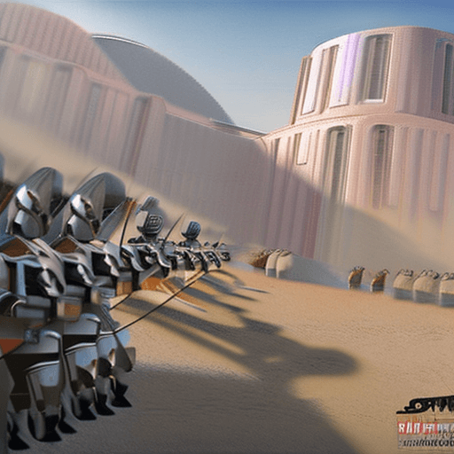 AI generated: Hyper realistic eye level exterior photo of battle of Mandalore siege from star wars