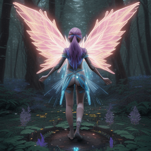 AI generated: Magical Forest scenery, chronomancer(a female), a time-manipulating mage,clean skin, particles of li...