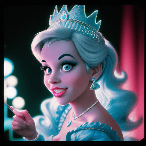 AI generated: cinderella disney princess getting diamond grills on teeth, in the style of photo taken with ektachr...