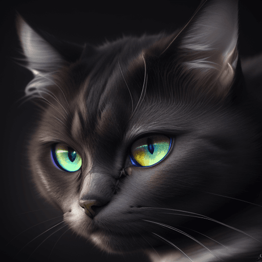 AI generated:  a hyperrealistic digital painting of a cat's eyes that convey a menacing and intense gaze. Utilize ...