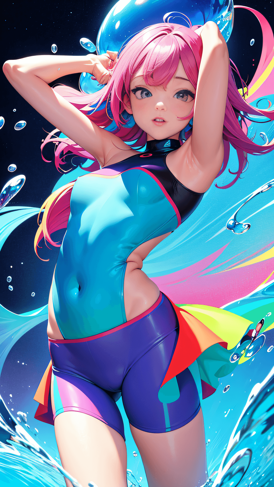 AI generated: (ultra detailed,ultra high res,detailed background),((2D)),((flat color)),((colorful)),((floating co...