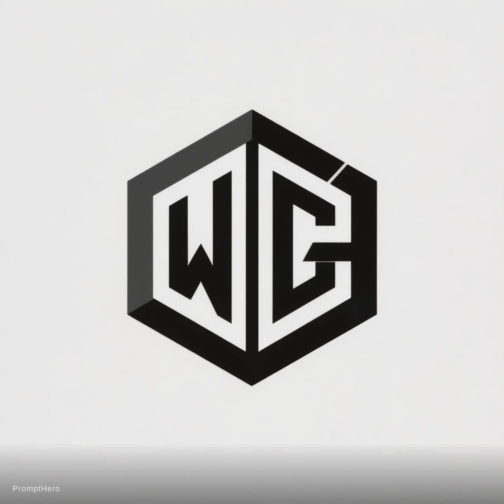 AI generated: HD minimalist modern square logo of merged letters “W G”, interlocking monogram forming one unified ...