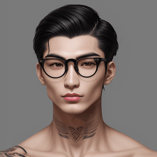 AI generated: Portrait of a guy of mixed Russian-Vietnamese nationality. His skin is dark and his hair is a rich b...