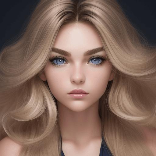 AI generated: Photo of an ultra realistic girl with dark blonde hair with a lot of very blonde highlights in it an...