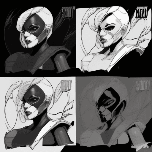 AI generated: 50 year old woman dressed up as a comic book character, in the style of realistic and hyper-detailed...