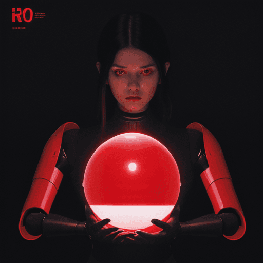 AI generated: Cover art of Rood Magazine featuring a sphere, a worm, and a glowing red light, styled as conceptual...