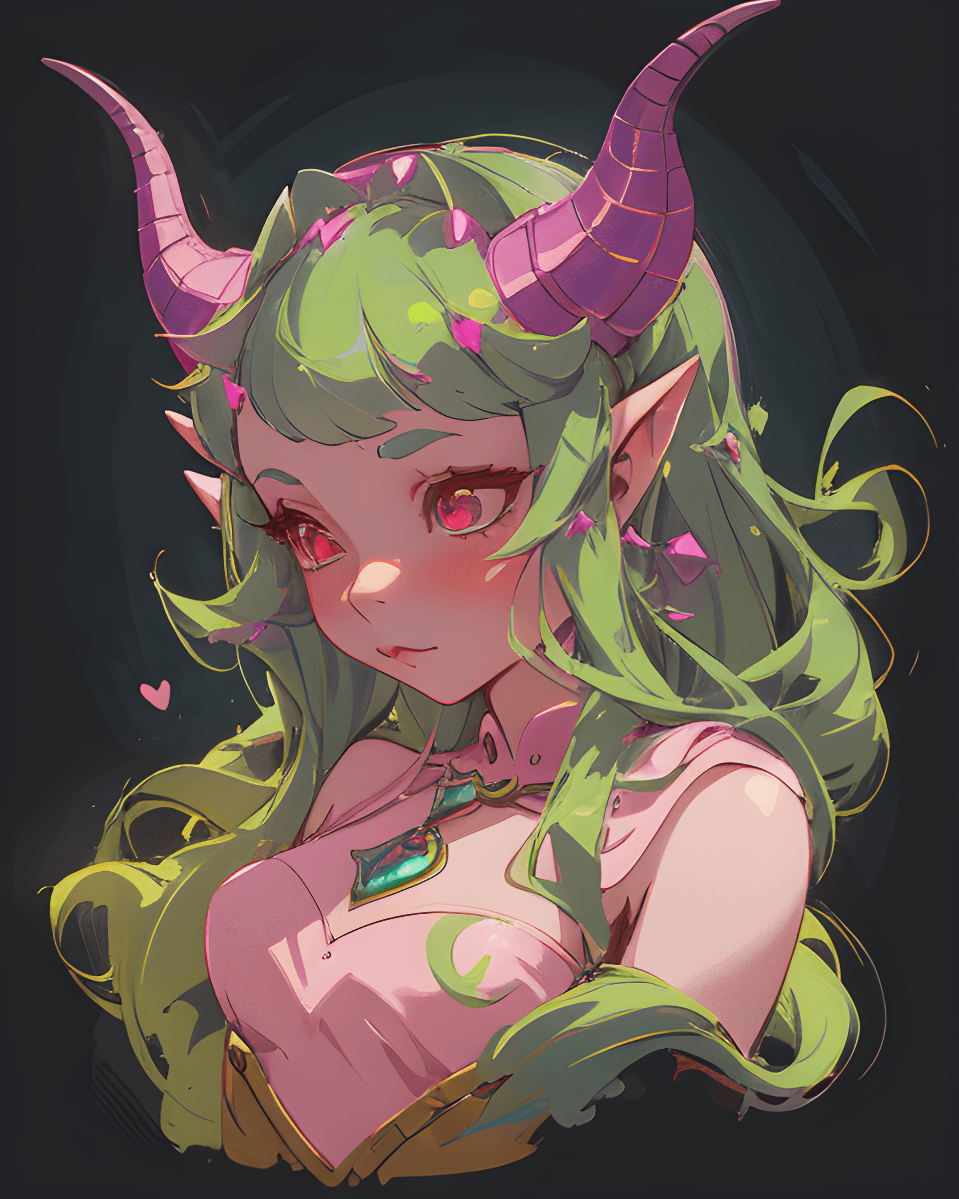 AI generated: a drawing of a woman with horns on her head, a digital painting, inspired by loish, deviantart conte...