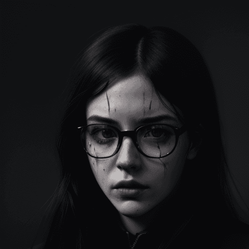 AI generated: digital wallpaper portrait of an anonymous, cool face with black glasses, gloomy background, horror,...