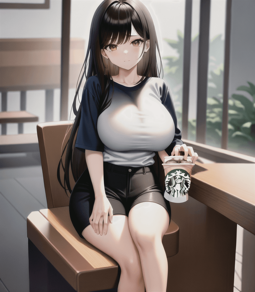 AI generated: perfect anime illustration, 1girl, woman, long hair, bun, brown hair, brown eyes, (black and white s...