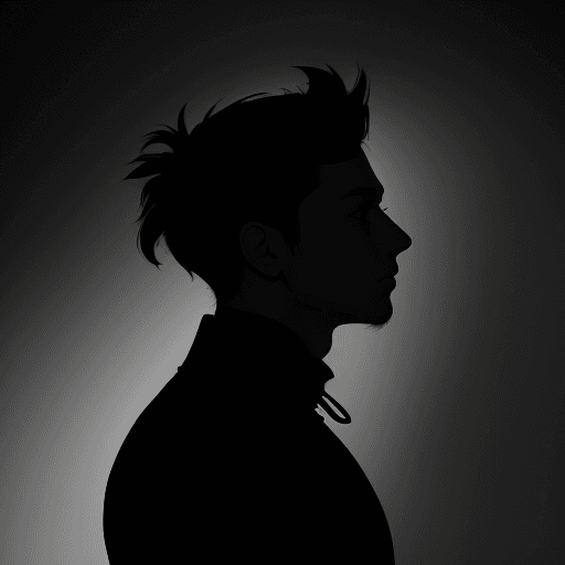 AI generated: Photography, contrast portrait, male profile, gray-black background full of depth, visualized using ...
