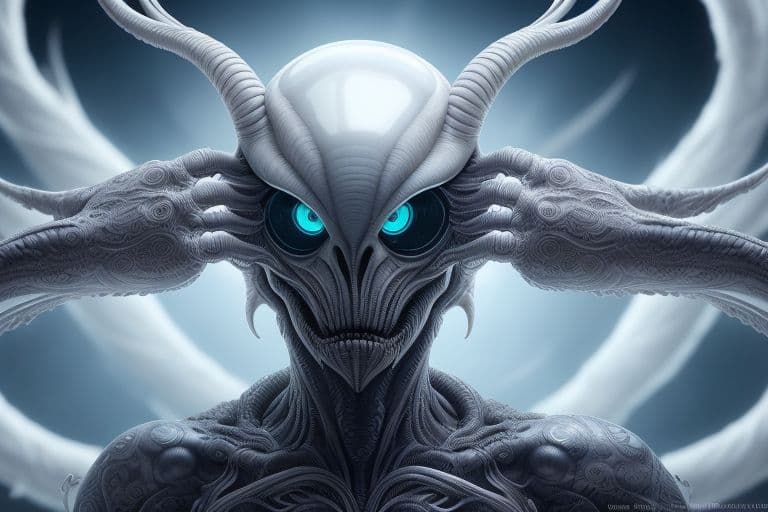 AI generated: future vision, human from an other dimension, creeping, hypermile, a strange creature from the inter...
