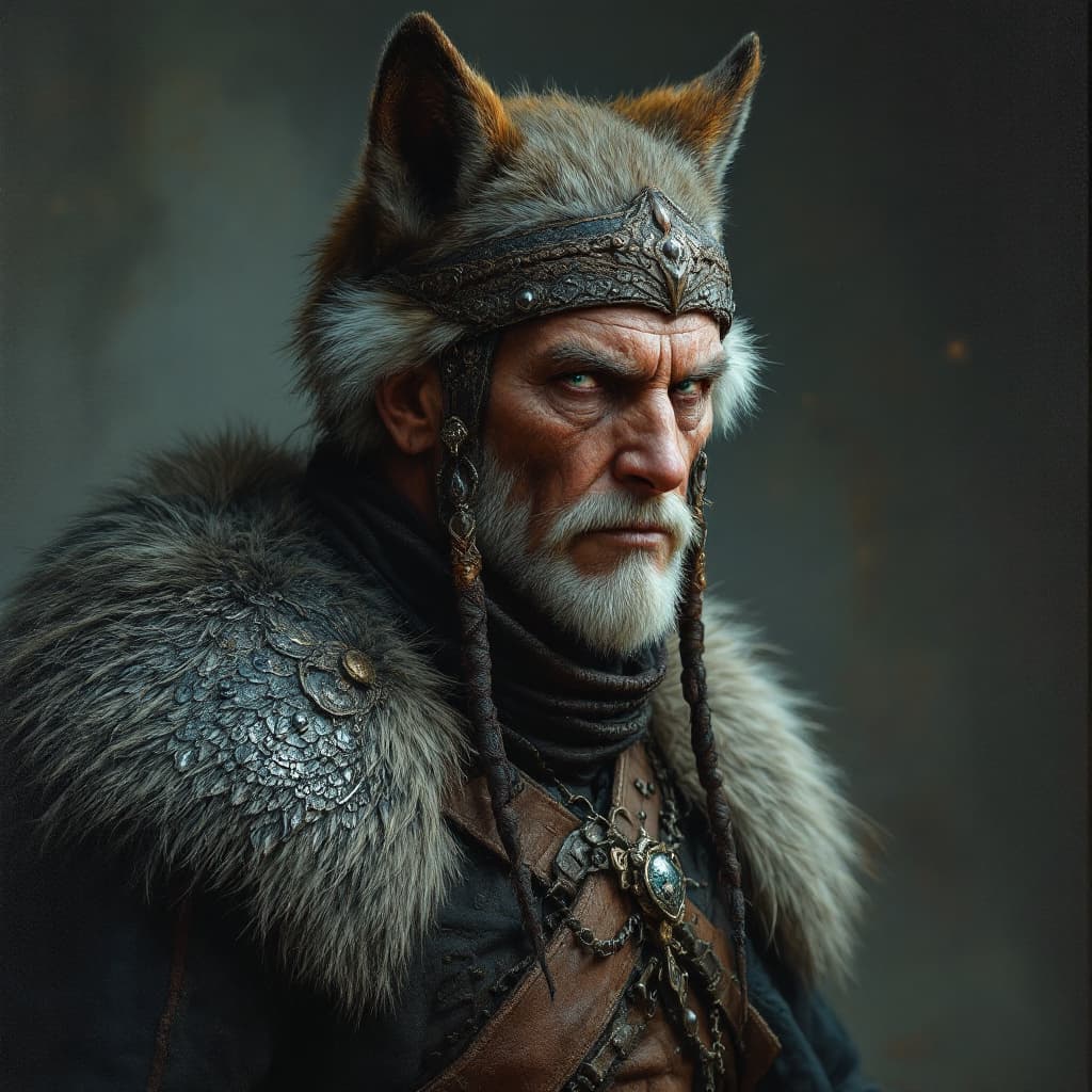 AI generated: detailed full body concept art illustration, dark soft focus, plague style oil painting on canvas of...