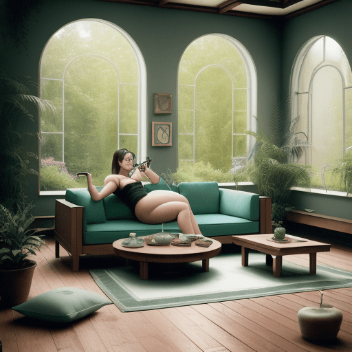 AI generated: High resolution photography interior design, dreamy sunken living room conversation pit, wooden floo...